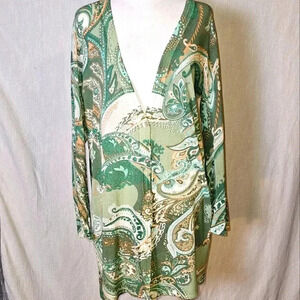 Chicos The Everyday Cardigan Paisley Button Down Long Sleeve SZ 1(M)